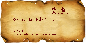 Kolovits Móric névjegykártya